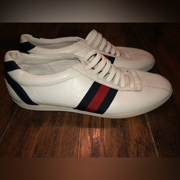 Gucci Monogram Navy&Red Ace Sneakers. SZ 6.5 - Picture 2 of 10